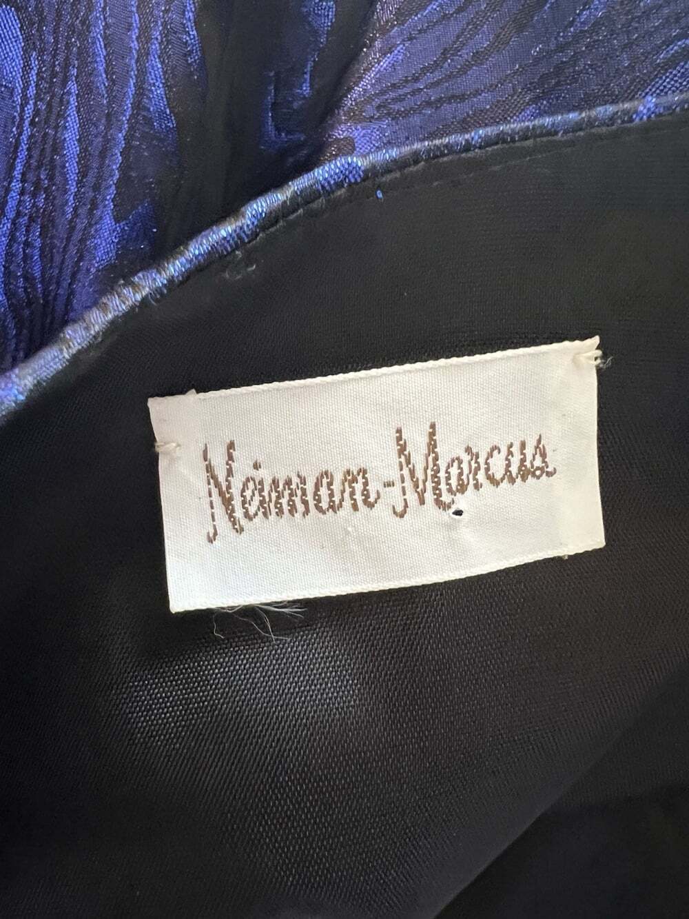 NWT Vintage 80s Neiman Marcus Metallic Cobalt Blue Moire Blazer Top Size 6 USA - Picture 11 of 14